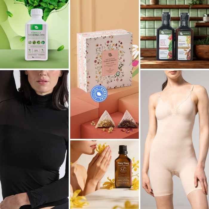 Collage de imagenes de los productos que se venden en la boutique de Uva